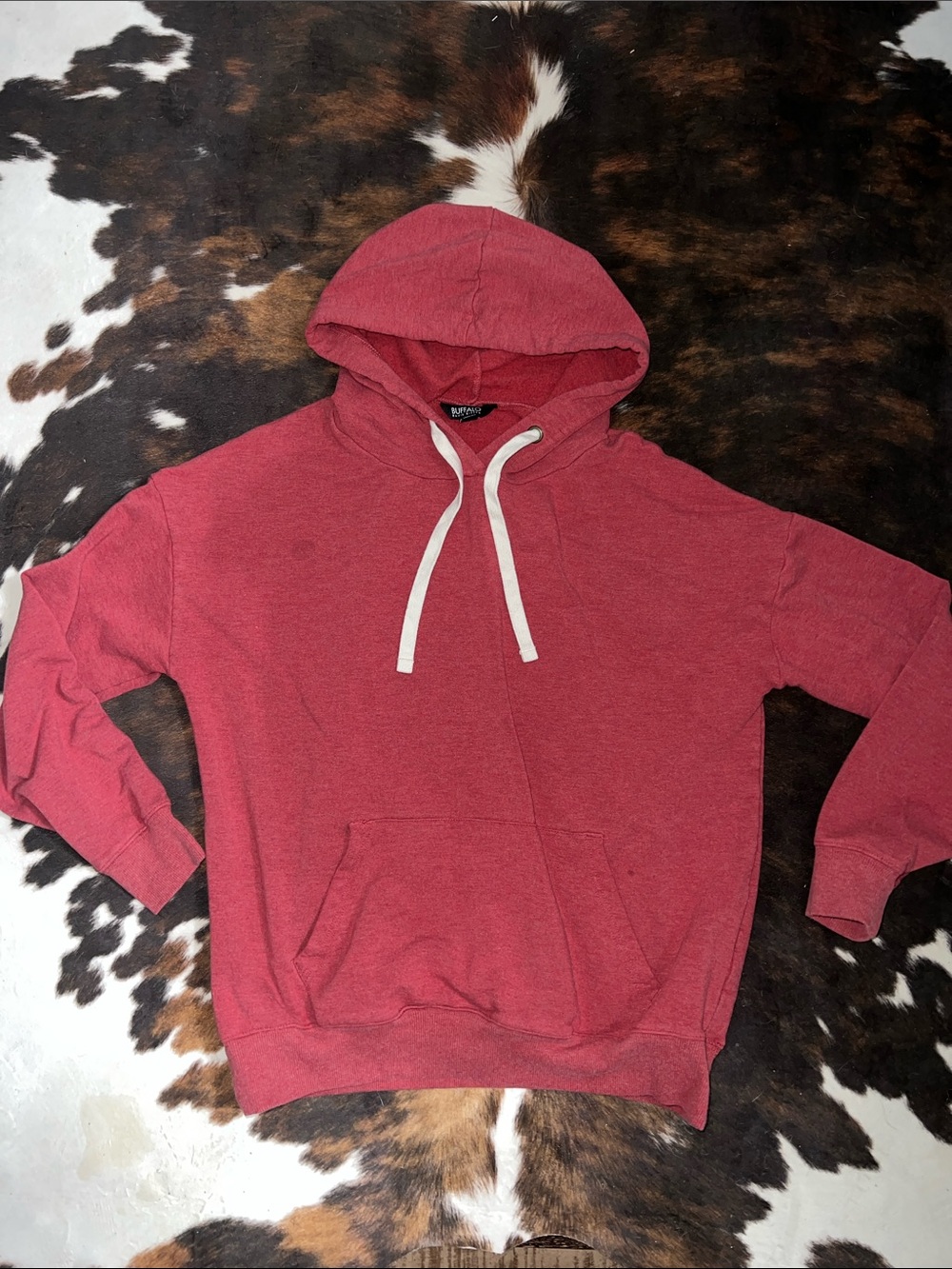 Buffalo David Bitton Heathered Red Pullover Hoodie with White Drawstrings